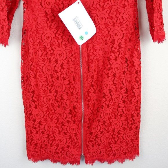 NEW Diane Von Furstenberg Red Colleen Lace Sheath Dress | Wedding, Cocktail Glam - Picture 10 of 14